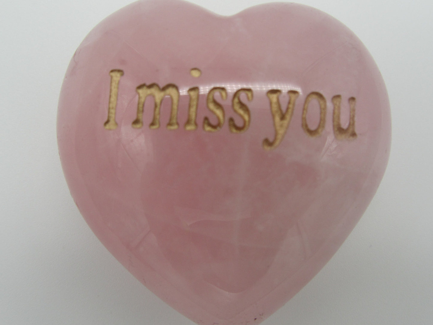 Rosenquarz Herz mit Gravur " I miss you "