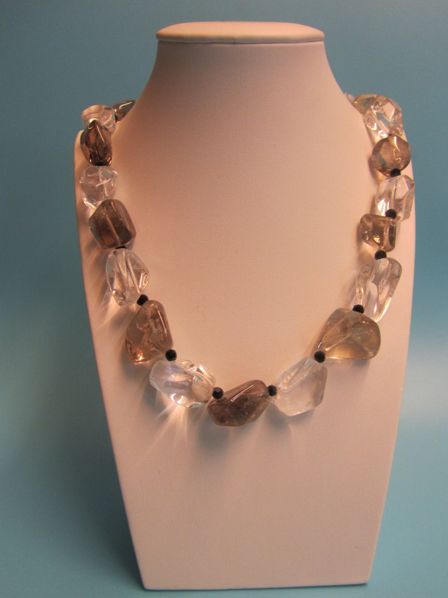 Bergkristall Rauchquarz Onyx Kette