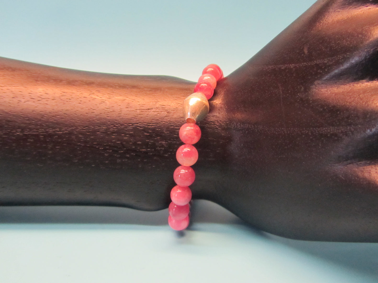 Armband Turmalin rot mit Silberteil( Der Stein bei Bluterkrankungen)