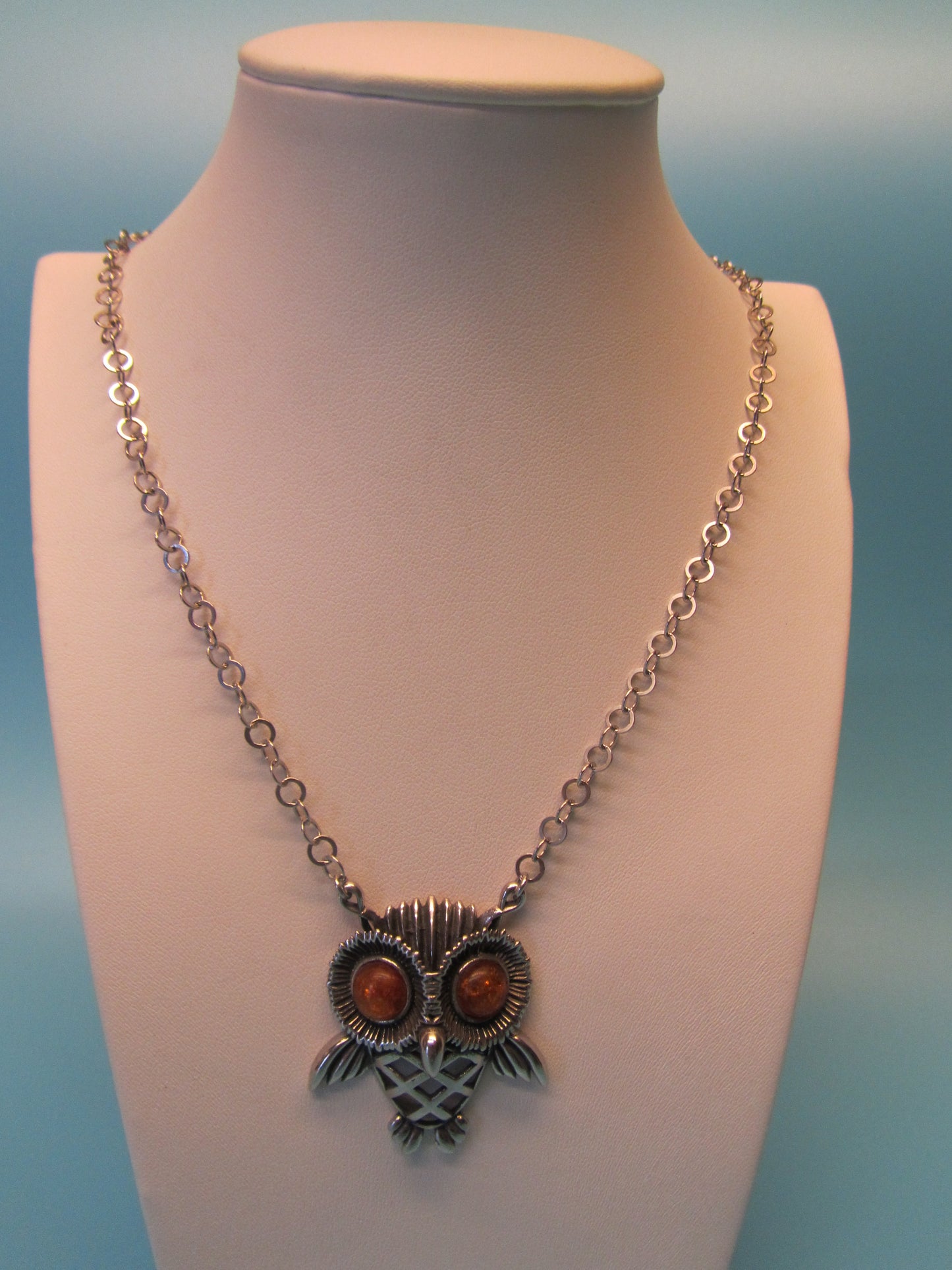 Anhänger Silber Eule mit Bernstein Augen