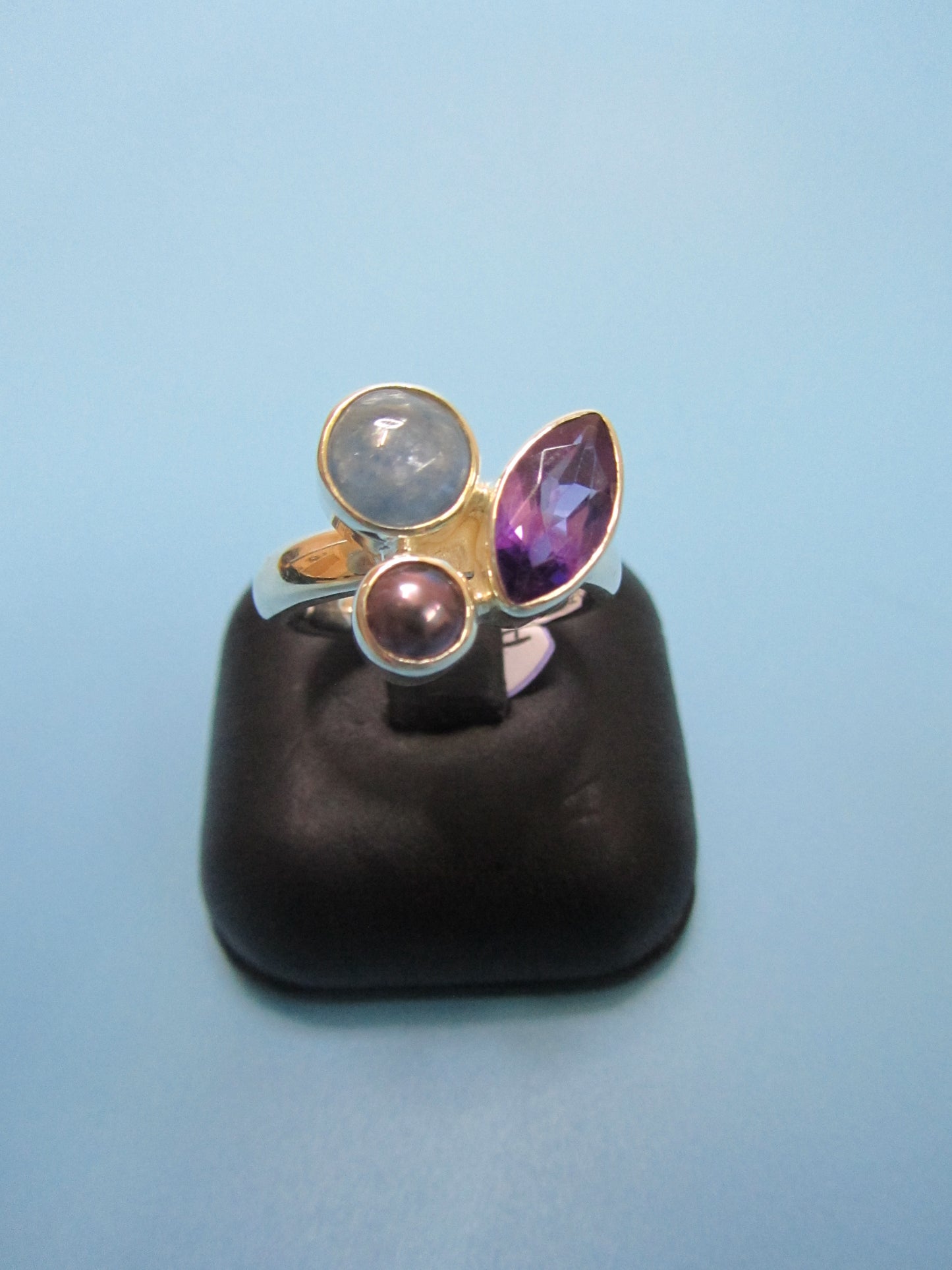 Amethyst/Aquamarin/Perle-Ring