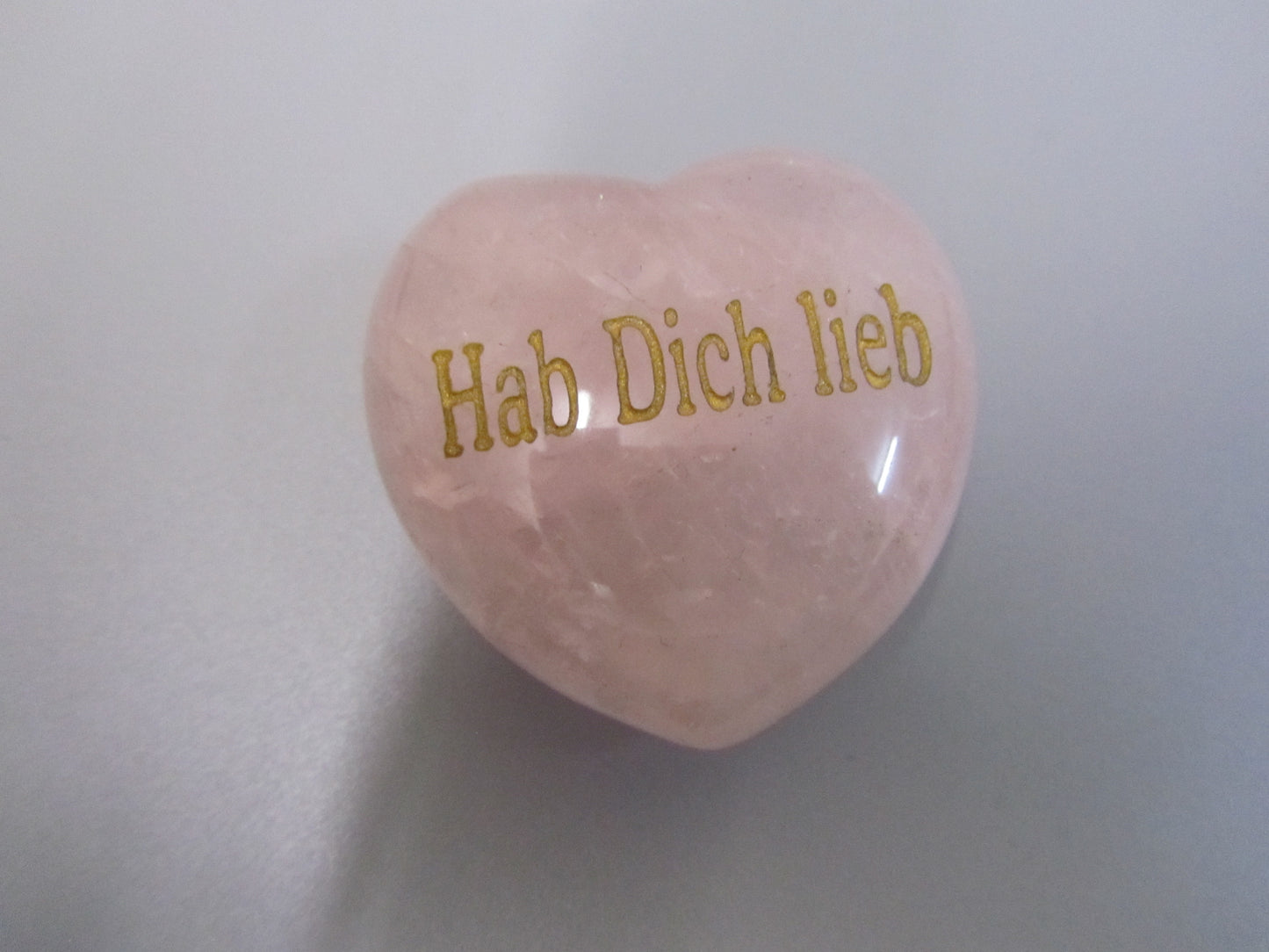 Rosenquarz Herz mit Gravur " Hab dich lieb"