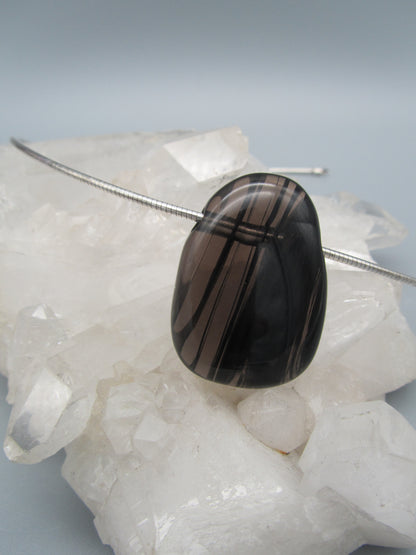 Anhänger Obsidian Lammellen ,  gebohrt