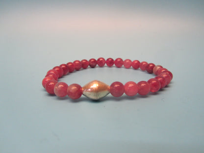 Armband Turmalin rot mit Silberteil( Der Stein bei Bluterkrankungen)